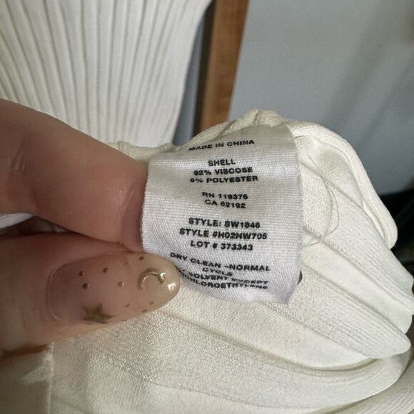 Helmut Lang Rib Knit Bodycon Midi Dress Open Back Short Sleeve Ivory Size Medium - Picture 11 of 13